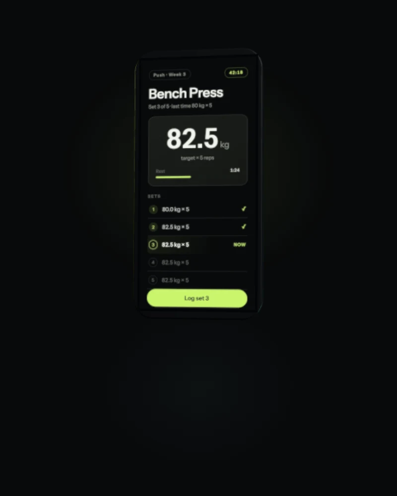 Conceptual goodLift training screens shown on a generic mobile device